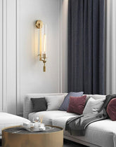 Post Modern Glass Brass Tube Wall Light